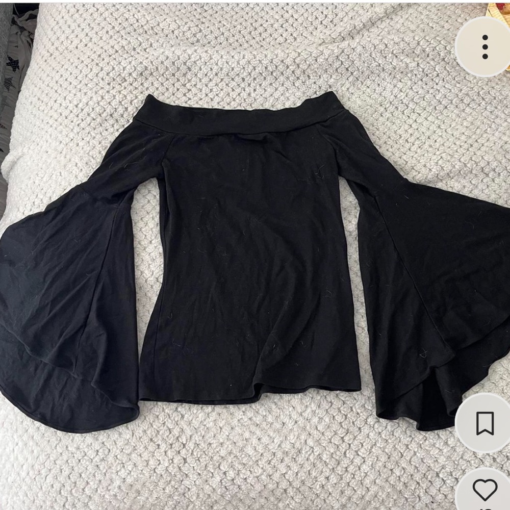 Black Whimsy Goth Flared Sleeve Top